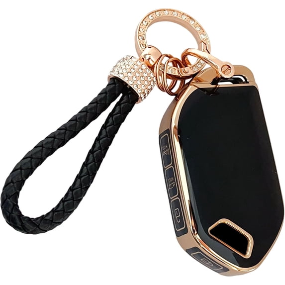 Key Fob Cover Compatible with Kia Telluride Sorento K4 K5 EV5 Sportage Carnival GT-Line Soft TPU Leather Keychain Case Holder Protector,Black