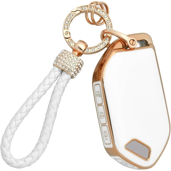 Key Fob Cover Compatible with Kia Telluride Sorento K4 K5 EV5 Sportage Carnival GT-Line Soft TPU Leather Keychain Case Holder Protector,White