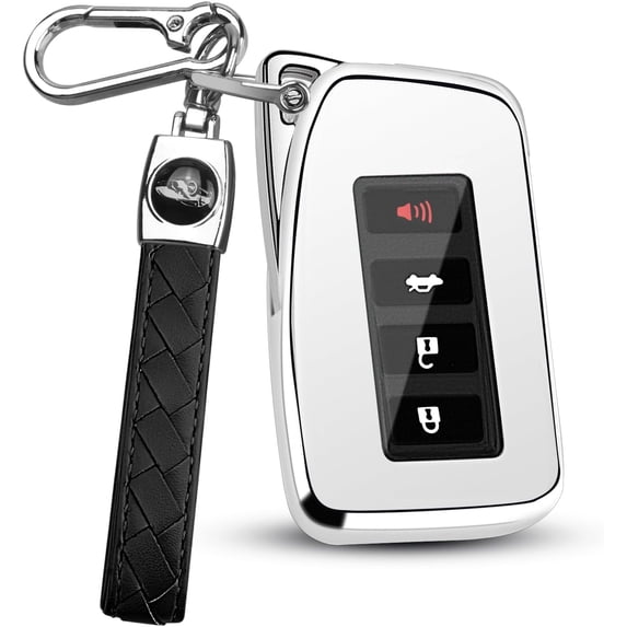 Key Fob Cover Compatible with Lexus ES GS NX LS RX RC GX LX 570 200 250 350 460 300 F 450h 600h Keychain Case Holder Protector,Silver