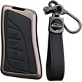 thumbnail image 1 of Key Fob Cover Compatible with Lexus ES IS LS LC NX RX LX RC GX UX TX 2018-2025 4 Button Keychain Case Holder Protector,Black-Long keychain, 1 of 7