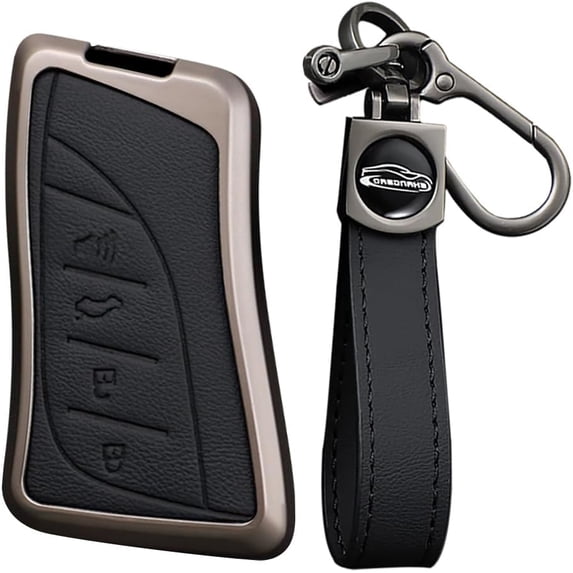 Key Fob Cover Compatible with Lexus ES IS LS LC NX RX LX RC GX UX TX 2018-2025 4 Button Keychain Case Holder Protector,Black-Long keychain