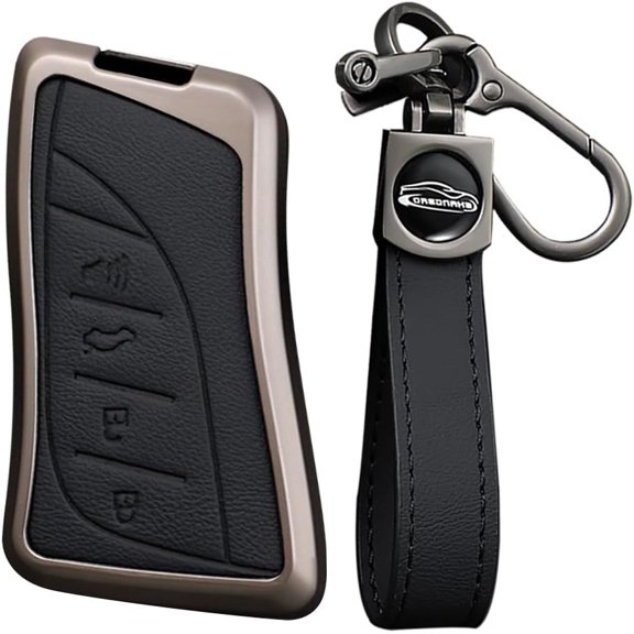 Key Fob Cover Compatible with Lexus ES IS LS LC NX RX LX RC GX UX TX 2018-2025 4 Button Keychain Case Holder Protector,Black-Long keychain