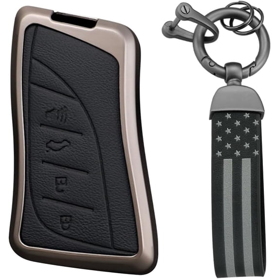 Key Fob Cover Compatible with Lexus ES IS LS LC NX RX LX RC GX UX TX 2018-2025 4 Button Keychain Case Holder Protector,Black-USA Flag keychain