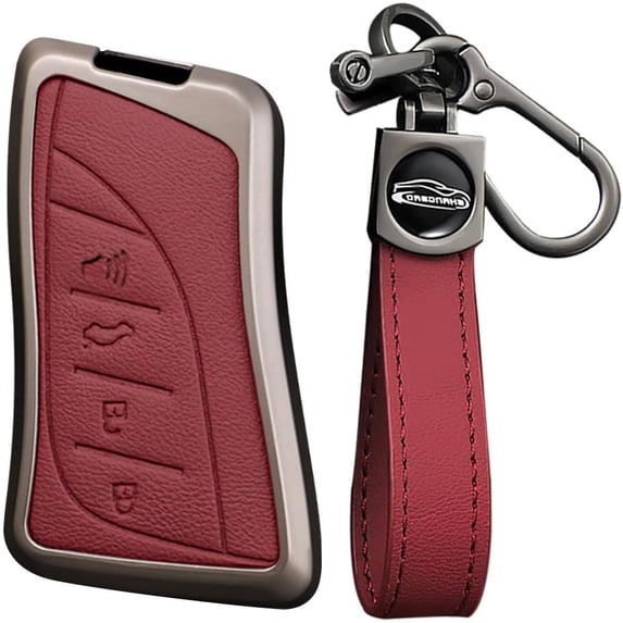 Key Fob Cover Compatible with Lexus ES IS LS LC NX RX LX RC GX UX TX 2018-2025 4 Button Keychain Case Holder Protector,Red-Long keychain