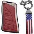 thumbnail image 1 of Key Fob Cover Compatible with Lexus ES IS LS LC NX RX LX RC GX UX TX 2018-2025 4 Button Keychain Case Holder Protector,Red-USA Flag keychain, 1 of 8