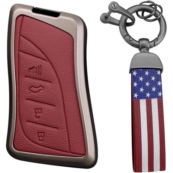Key Fob Cover Compatible with Lexus ES IS LS LC NX RX LX RC GX UX TX 2018-2025 4 Button Keychain Case Holder Protector,Red-USA Flag keychain
