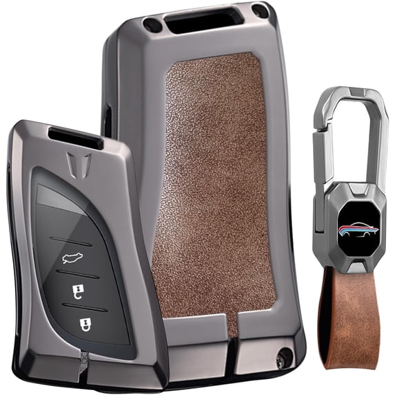 Key Fob Cover Compatible with Lexus ES IS LS LC NX RX LX RC GX UX TX Leather 3 Button 2018-2025 Keychain Case Holder Protector,Brown-short Keychain