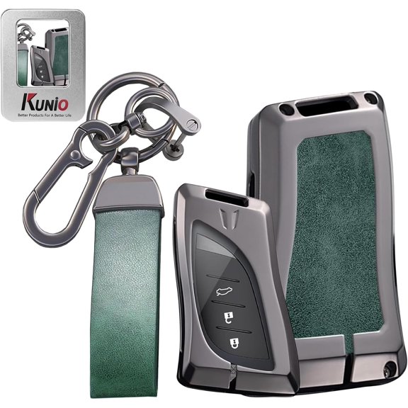 Key Fob Cover Compatible with Lexus ES IS LS LC NX RX LX RC GX UX TX Leather 3 Button 2018-2025 Keychain Case Holder Protector,Green-long Keychain