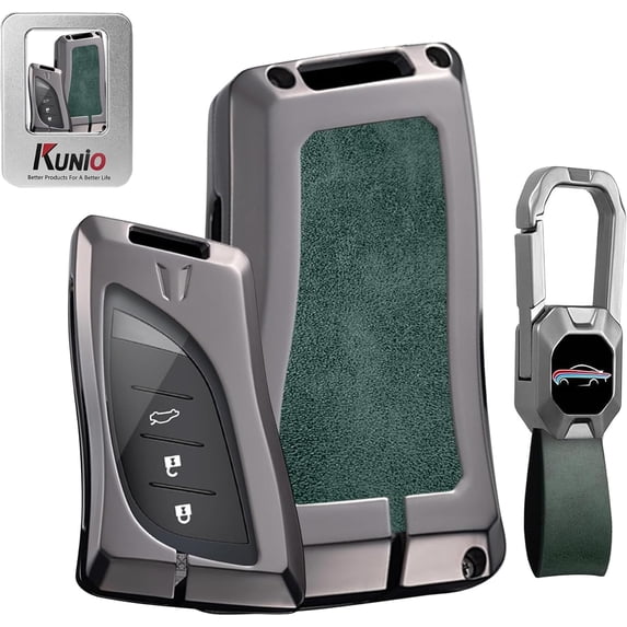 Key Fob Cover Compatible with Lexus ES IS LS LC NX RX LX RC GX UX TX Leather 3 Button 2018-2025 Keychain Case Holder Protector,Green-short Keychain
