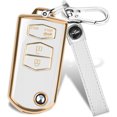thumbnail image 1 of Key Fob Cover Compatible with Mazda 3 6 8 CX-3 CX-5 CX-7 CX-9 Miata MX-5 RX-8 Keychain Case Holder Protector,Gold-white, 1 of 6