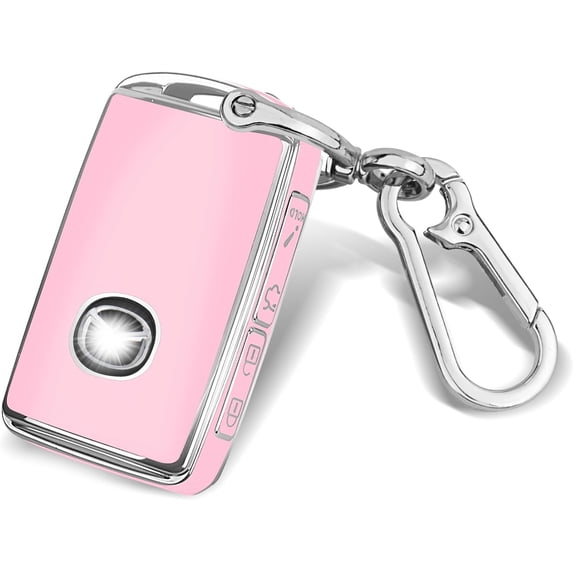 Key Fob Cover Compatible with Mazda 3 6 CX-5 CX-9 CX-30 CX-50 CX-70 2019-2025 Keychain Case Holder Protector,Silver/Pink