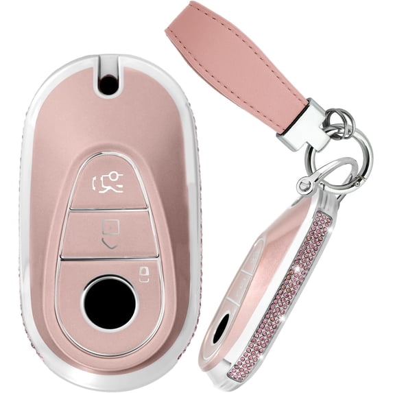 Key Fob Cover Compatible with Mercedes Benz A B C G R M E S Class C300 AMG GLC 300 GLA Maybach S 680 2025-2026 Keychain Case Holder Protector,B Pink