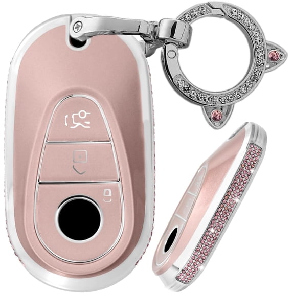 Key Fob Cover Compatible with Mercedes Benz A B C G R M E S Class C300 AMG GLC 300 GLA Maybach S 680 2025-2026 Keychain Case Holder Protector,D Pink