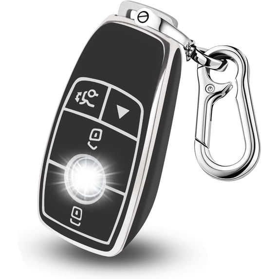 Key Fob Cover Compatible with Mercedes-Benz CLS CLK AMG GLC GLE GLS ML SL SLK A C E R S G Keychain Case Holder Protector,A-Black