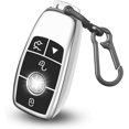 thumbnail image 1 of Key Fob Cover Compatible with Mercedes-Benz CLS CLK AMG GLC GLE GLS ML SL SLK A C E R S G Keychain Case Holder Protector,B-Sliver, 1 of 6
