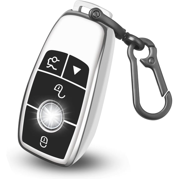 Key Fob Cover Compatible with Mercedes-Benz CLS CLK AMG GLC GLE GLS ML SL SLK A C E R S G Keychain Case Holder Protector,B-Sliver