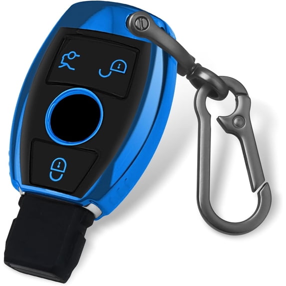 Key Fob Cover Compatible with Mercedes-Benz CLS CLK AMG GLC GLE GLS ML SL SLK A C E R S G Keychain Case Holder Protector,D-Blue