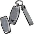 thumbnail image 1 of Key Fob Cover Compatible with Mitsubishi Outlander 2021-2023 4 Button Keychain Case Holder Protector,Leather keychain-Grey, 1 of 8