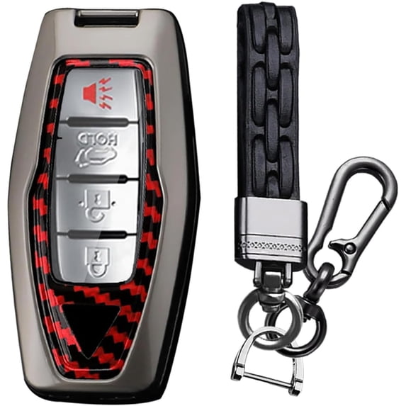 Key Fob Cover Compatible with Mitsubishi Outlander 2021-2025 4 Button Keychain Case Holder Protector,Long Keychain-red