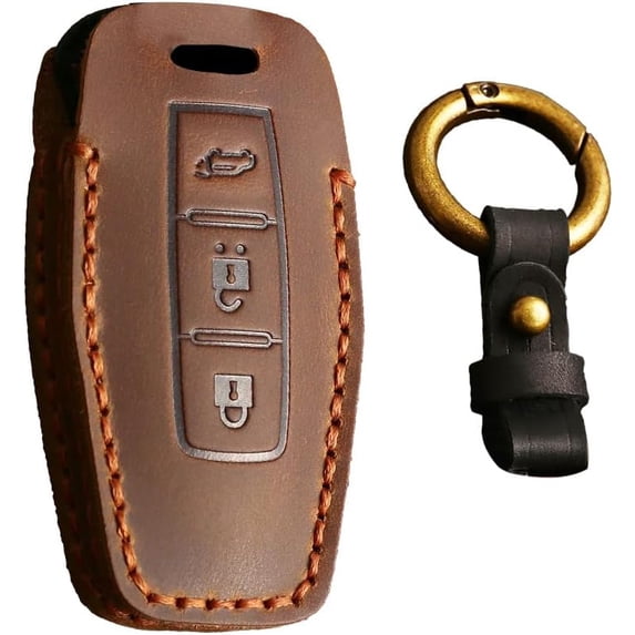 Key Fob Cover Compatible with Mitsubishi Outlander 2023 Keychain Case Holder Protector,3 Buttons Brown