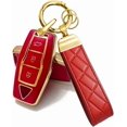 thumbnail image 1 of Key Fob Cover Compatible with Mitsubishi Outlander 4 Button TPU Leather Silicone Keychain Case Holder Protector,3 Buttons A Gold Red, 1 of 5