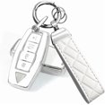 thumbnail image 1 of Key Fob Cover Compatible with Mitsubishi Outlander 4 Button TPU Leather Silicone Keychain Case Holder Protector,4 Buttons A Silver White, 1 of 6