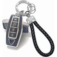 thumbnail image 1 of Key Fob Cover Compatible with Mitsubishi Outlander 4 Button TPU Leather Silicone Keychain Case Holder Protector,4 Buttons B Silver Black, 1 of 5