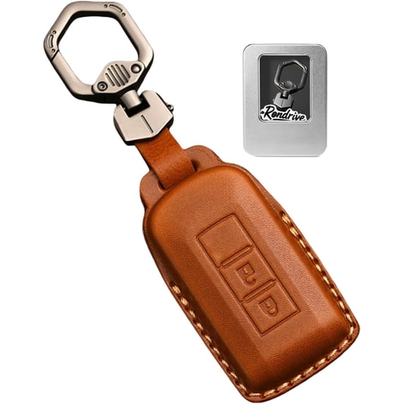 Key Fob Cover Compatible with Mitsubishi Outlander Eclipse Cross ASX RVR Mirage Keychain Case Holder Protector,2-Button-Light Brown