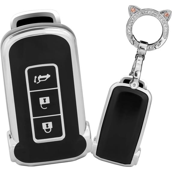Key Fob Cover Compatible with Mitsubishi Outlander PHEV Eclipse Cross Pajero Delica D5 2018-2023 TPU Keychain Case Holder Protector,B Black