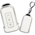 thumbnail image 1 of Key Fob Cover Compatible with Mitsubishi Outlander PHEV Eclipse Cross Pajero Delica D5 2018-2023 TPU Keychain Case Holder Protector,D White, 1 of 9