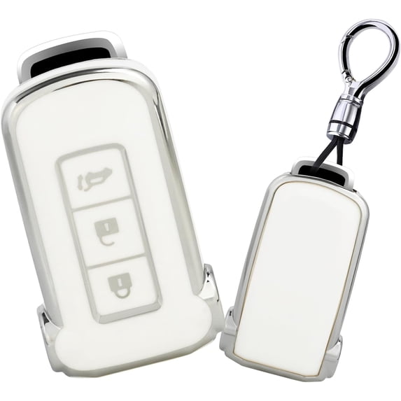 Key Fob Cover Compatible with Mitsubishi Outlander PHEV Eclipse Cross Pajero Delica D5 2018-2023 TPU Keychain Case Holder Protector,D White