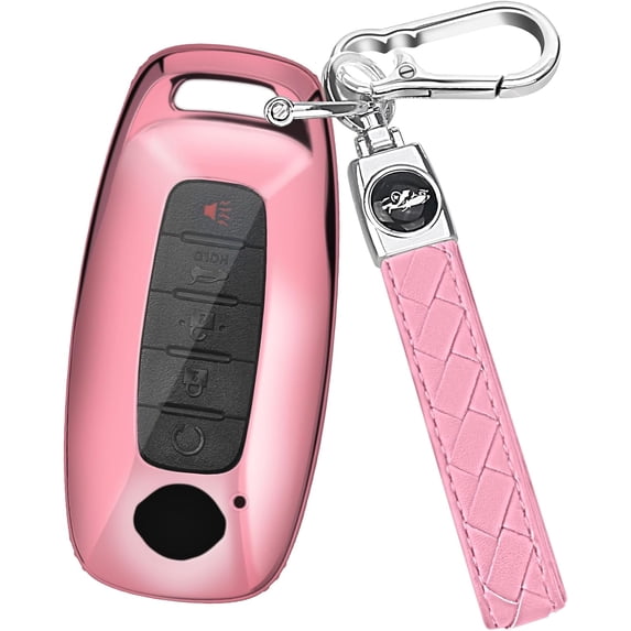 Key Fob Cover Compatible with Nissan Rogue Pathfinder Versa Kicks Sentra 2023-2025 TPU 3-5 Button Keychain Case Holder Protector,Pink