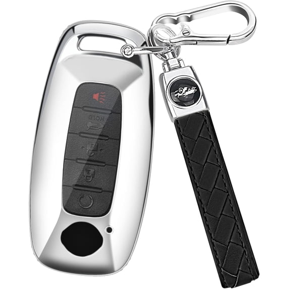 Key Fob Cover Compatible with Nissan Rogue Pathfinder Versa Kicks Sentra 2023-2025 TPU 3-5 Button Keychain Case Holder Protector,Silver