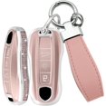 thumbnail image 1 of Key Fob Cover Compatible with Porsche Panamera Cayenne Taycan 911 Carrera 2017-2025 Keychain Case Holder Protector,new style-3-btn-pink, 1 of 7