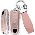 thumbnail image 1 of Key Fob Cover Compatible with Porsche Panamera Cayenne Taycan 911 Carrera 2017-2025 Keychain Case Holder Protector,new style-4-btn-pink, 1 of 7