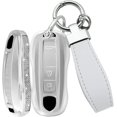 thumbnail image 1 of Key Fob Cover Compatible with Porsche Panamera Cayenne Taycan 911 Carrera 2017-2025 Keychain Case Holder Protector,new style-4-btn-silver, 1 of 7