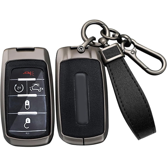 Key Fob Cover Compatible with Ram 1500 2500 3500 4500 5500 Leather Keychain Case Holder Protector,Black