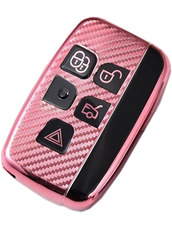 Key Fob Cover Compatible with Range Rover Jaguar 2019-2024 5 Button Keychain Case Holder Protector,Pink