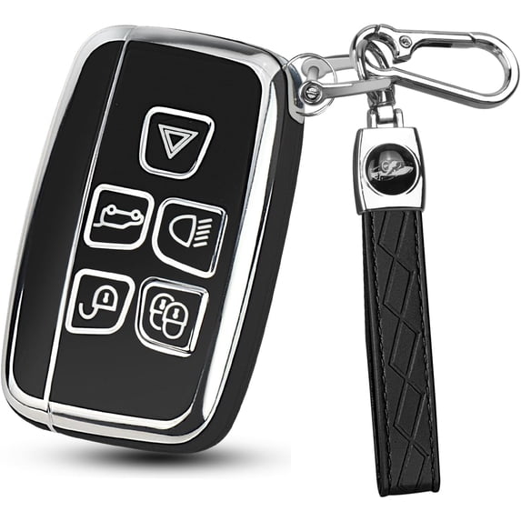 Key Fob Cover Compatible with Range Rover LR4 Sport Evoque Jaguar XF XJ XJL F-Pace Keychain Case Holder Protector,Black