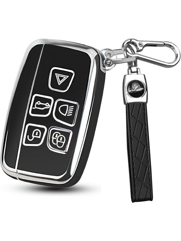 Key Fob Cover Compatible with Range Rover LR4 Sport Evoque Jaguar XF XJ XJL F-Pace Keychain Case Holder Protector,Black