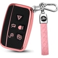 thumbnail image 1 of Key Fob Cover Compatible with Range Rover LR4 Sport Evoque Jaguar XF XJ XJL F-Pace Keychain Case Holder Protector,Pink, 1 of 6