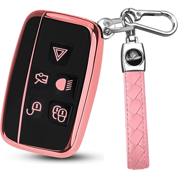 Key Fob Cover Compatible with Range Rover LR4 Sport Evoque Jaguar XF XJ XJL F-Pace Keychain Case Holder Protector,Pink