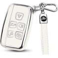 thumbnail image 1 of Key Fob Cover Compatible with Range Rover LR4 Sport Evoque Jaguar XF XJ XJL F-Pace Keychain Case Holder Protector,White, 1 of 6