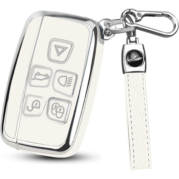 Key Fob Cover Compatible with Range Rover LR4 Sport Evoque Jaguar XF XJ XJL F-Pace Keychain Case Holder Protector,White