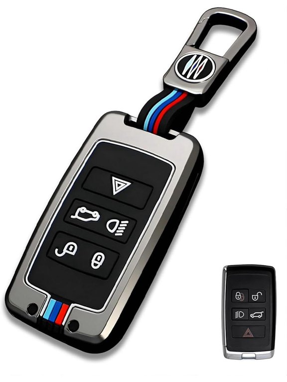 Key Fob Cover Compatible with Range Rover Sport Discovery LR4 Evoque Velar Keychain Case Holder Protector,1