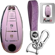 Key Fob Cover Compatible with Suzuki Swift Vitara S Cross Ignis Baleno Jimny XL7 Kizashi Ciaz Leather Keychain Case Holder Protector,1,A Purple