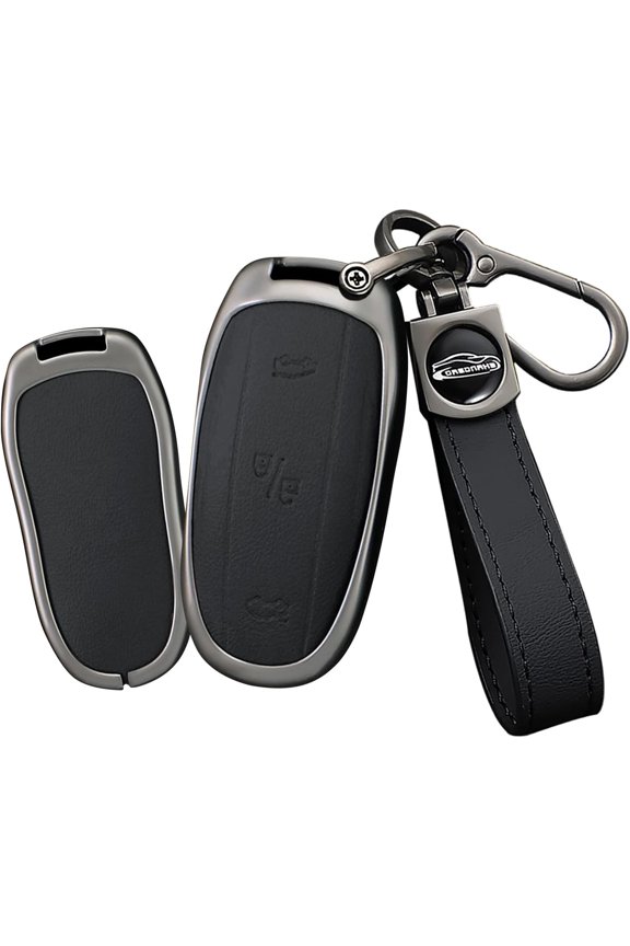 Key Fob Cover Compatible with Tesla Model X 3 Button Keychain Case Holder Protector,Long-black
