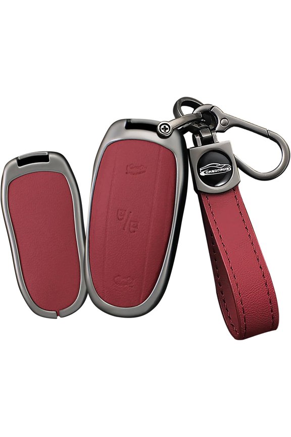 Key Fob Cover Compatible with Tesla Model X 3 Button Keychain Case Holder Protector,Long-red