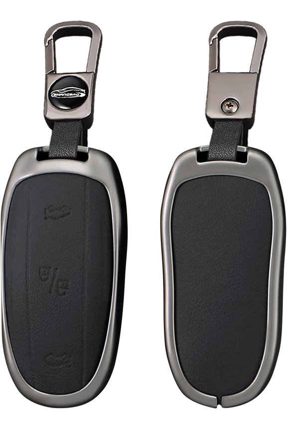 Key Fob Cover Compatible with Tesla Model X 3 Button Keychain Case Holder Protector,Short-black