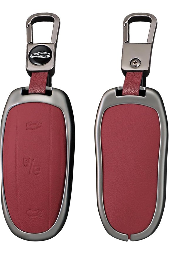 Key Fob Cover Compatible with Tesla Model X 3 Button Keychain Case Holder Protector,Short-red